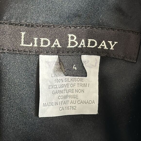 LIDA BADAY Women’s Gathered Strapless Silk Blend Black Cocktail Mini Dress Sz. 4 - Picture 5 of 11